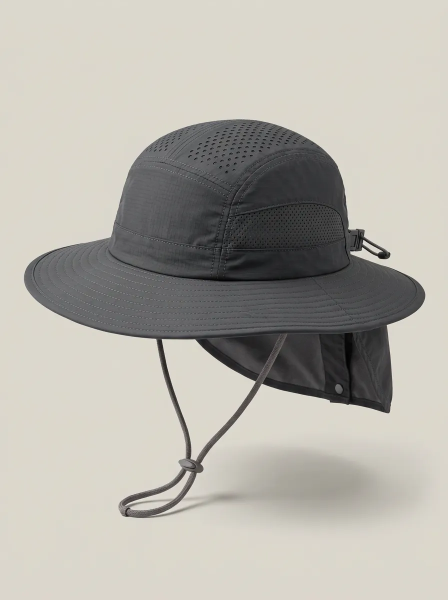 Wide Brim Neck Flap Printed Sun Hat