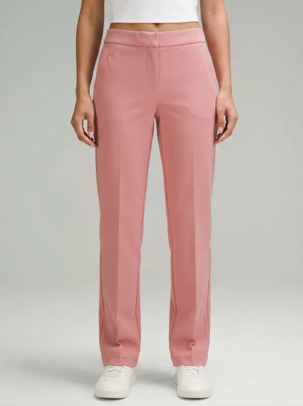 Women's Refined All Day Floral Embroidered Mid Rise Straight Leg Pants