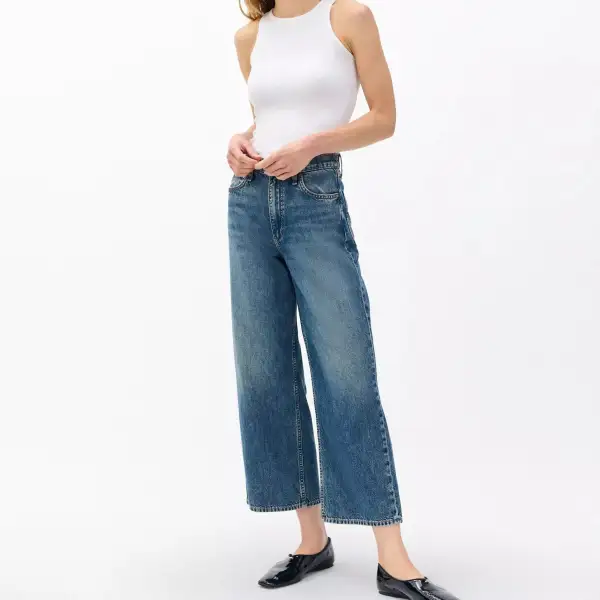Wide-Leg Ankle-Length High-Rise Women's Jeans