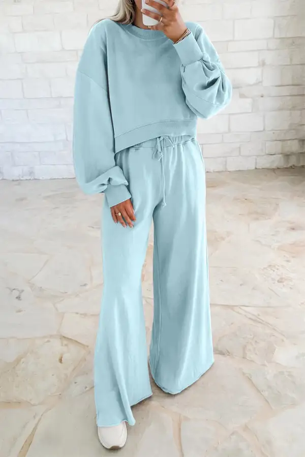Roomy Drawstring Wide Leg Matching Set
