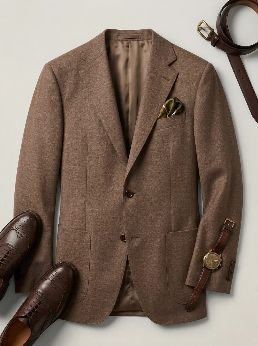 Notch-Lapel Two-Button Regular-Fit Welt-Pocket Men's Tailored Blazer Jacket