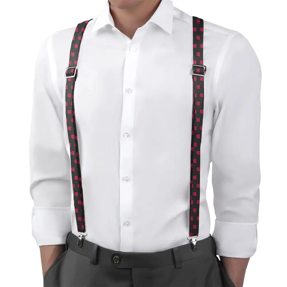 Understated Subtle Repeating Contour Motif Suspenders