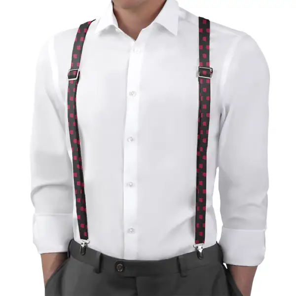 Understated Subtle Repeating Contour Motif Suspenders