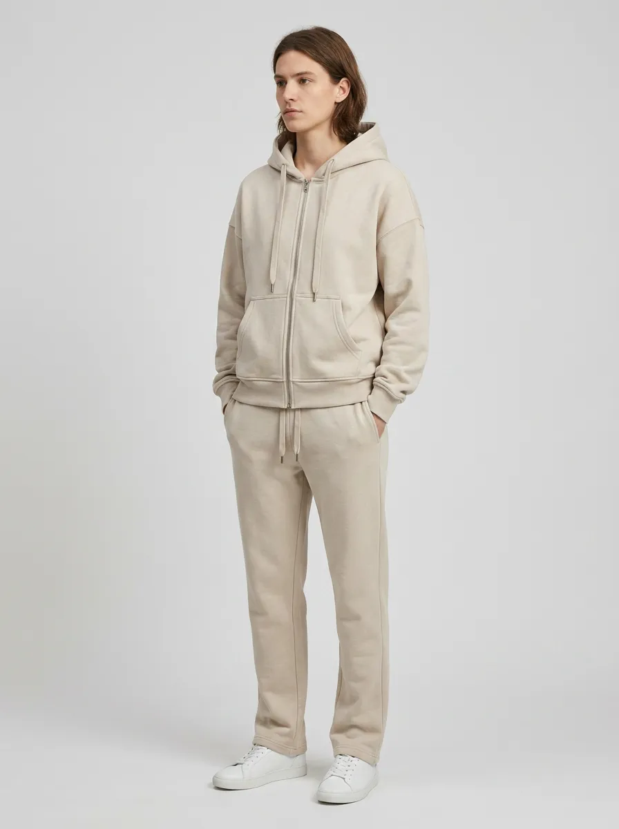 Unisex Zip-Up Hoodie Printed Warm Up Sport Set