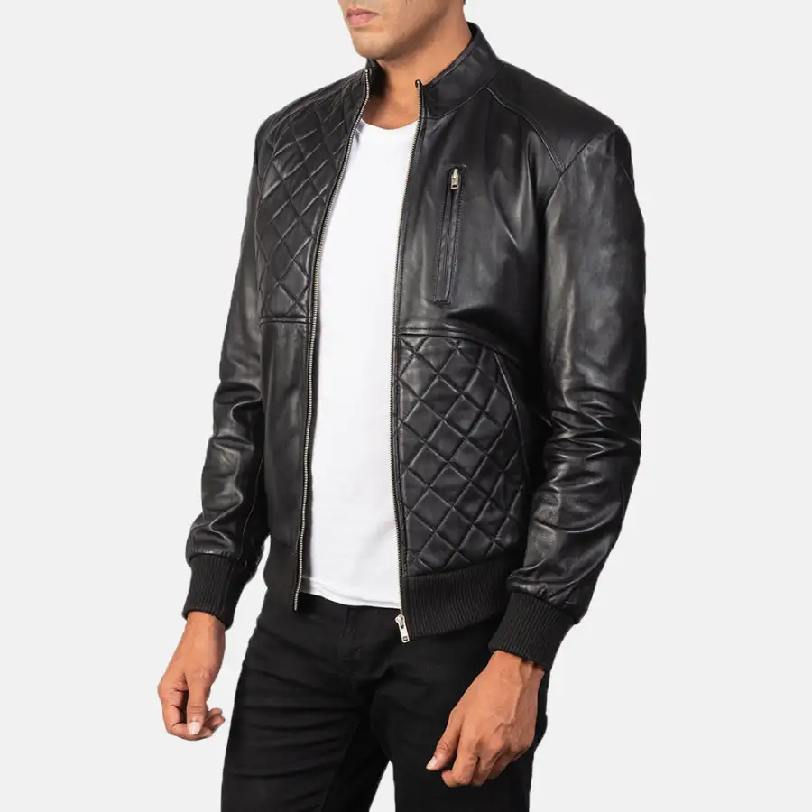 Men's Classic Workwear Bomber Leather Jacket