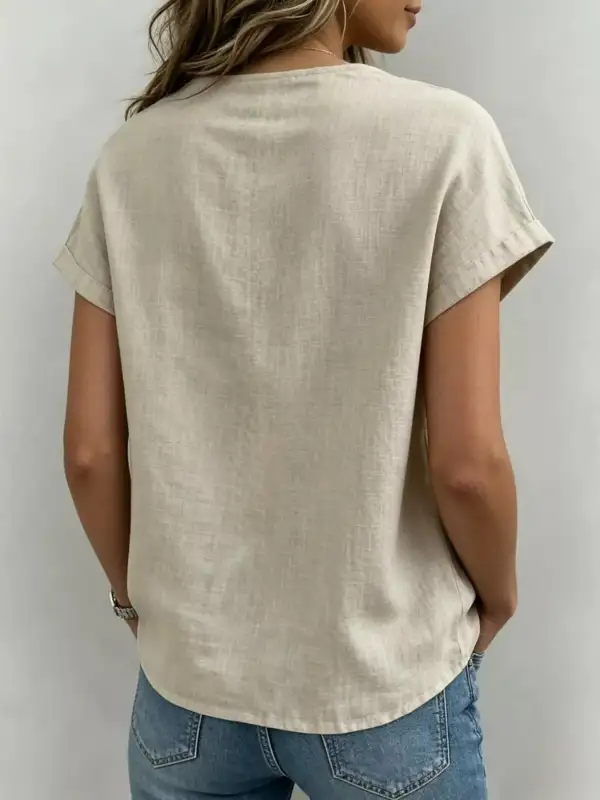Bow Tie Neck Short Sleeve Blouse