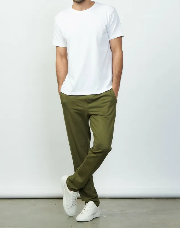 Military Green Cotton Terry Tapered Pants