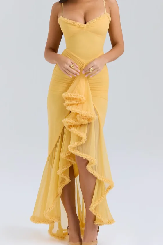Lace Ruched Midi Dress