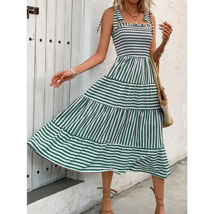Everyday Smocked Square Neck Midi Dress