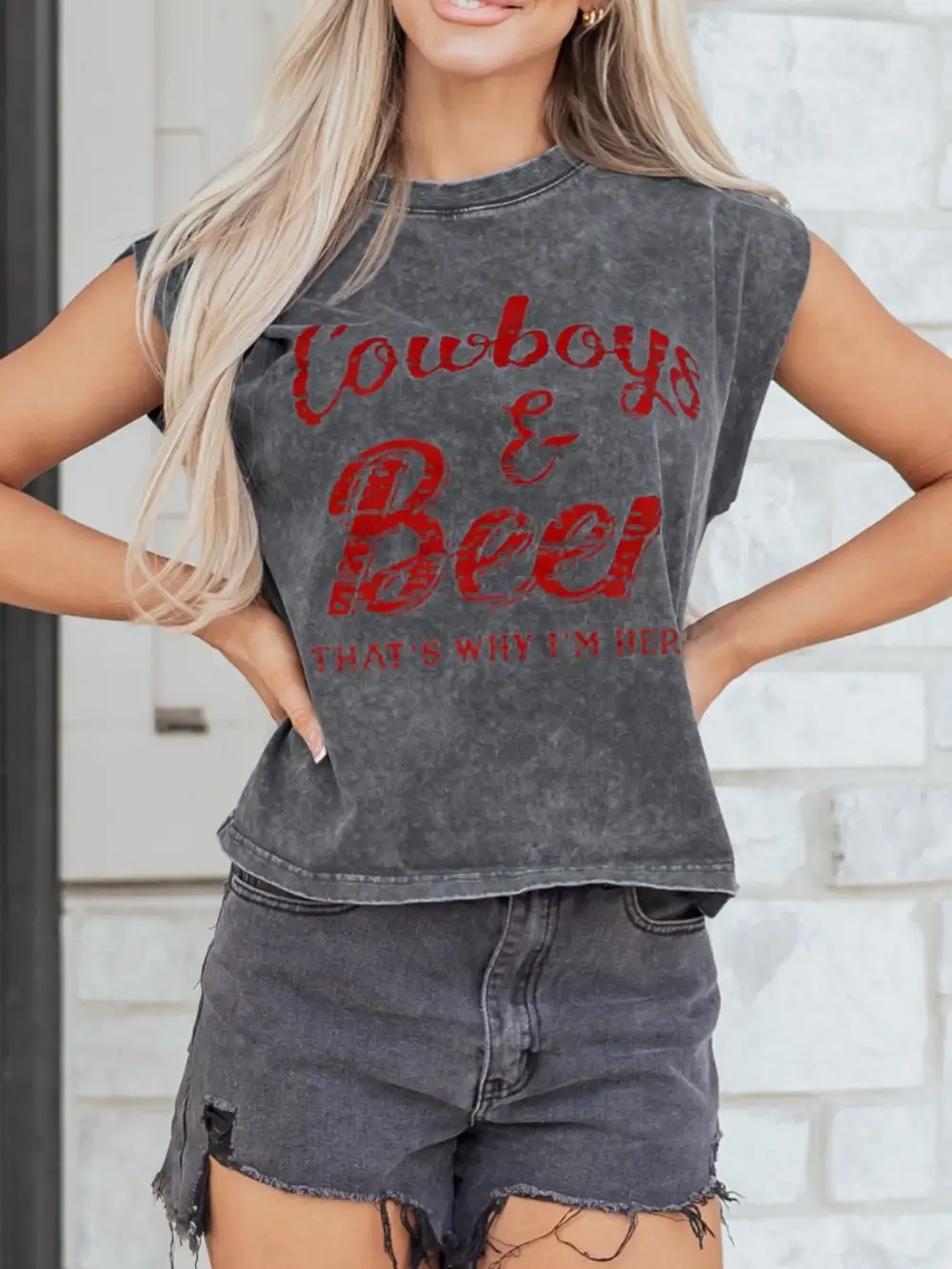 Cowboy Beer Western Graphic Mineral Wash Tank