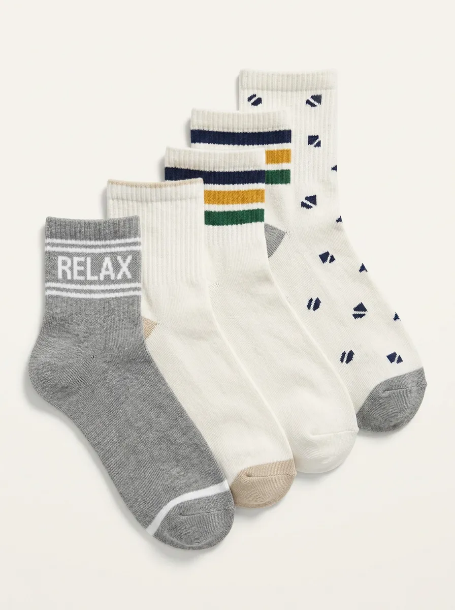 Alphabet Geometric Striped Men's Four-Pair Long Socks