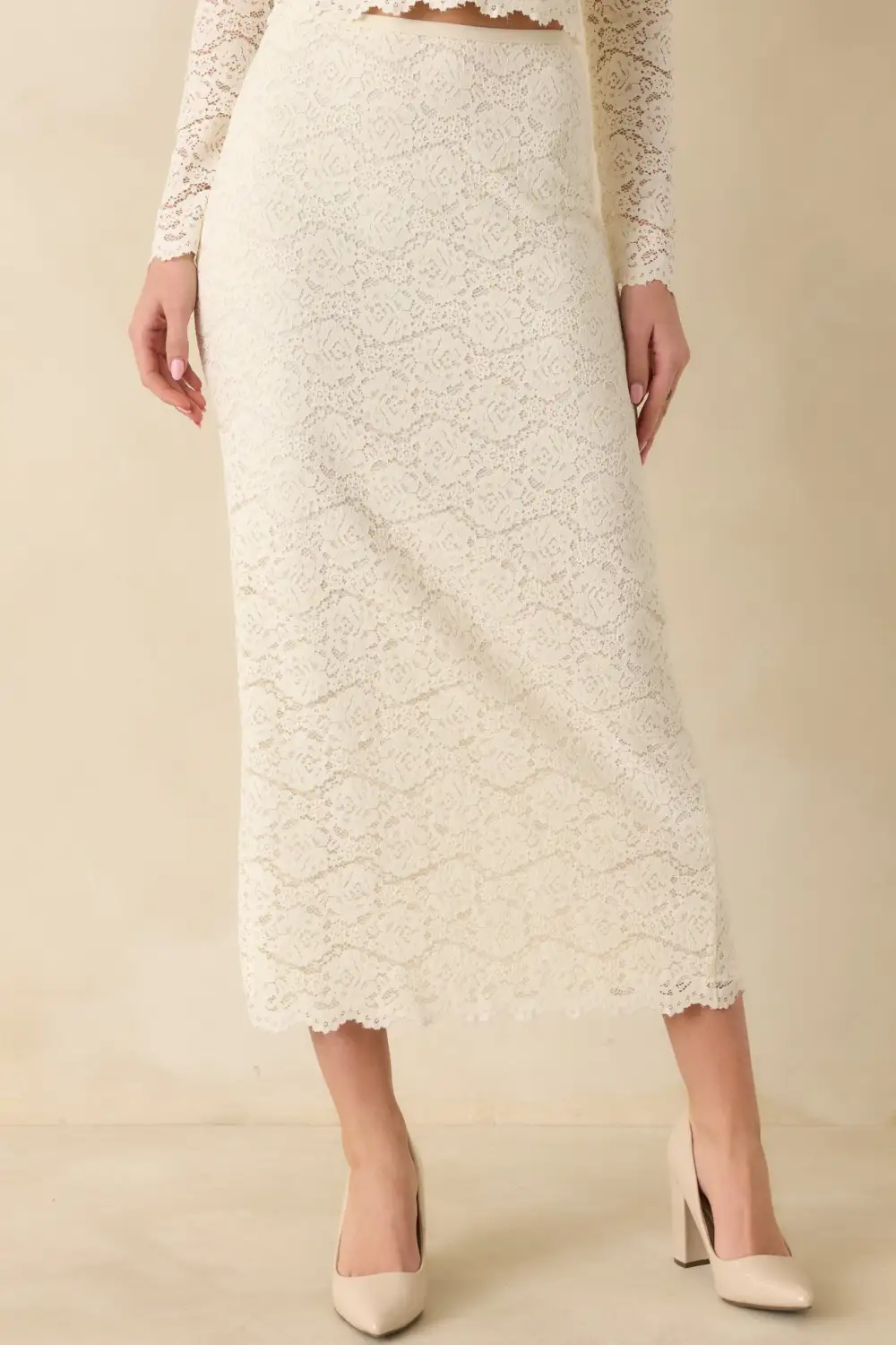 Cotton Spandex Midi Skirt
