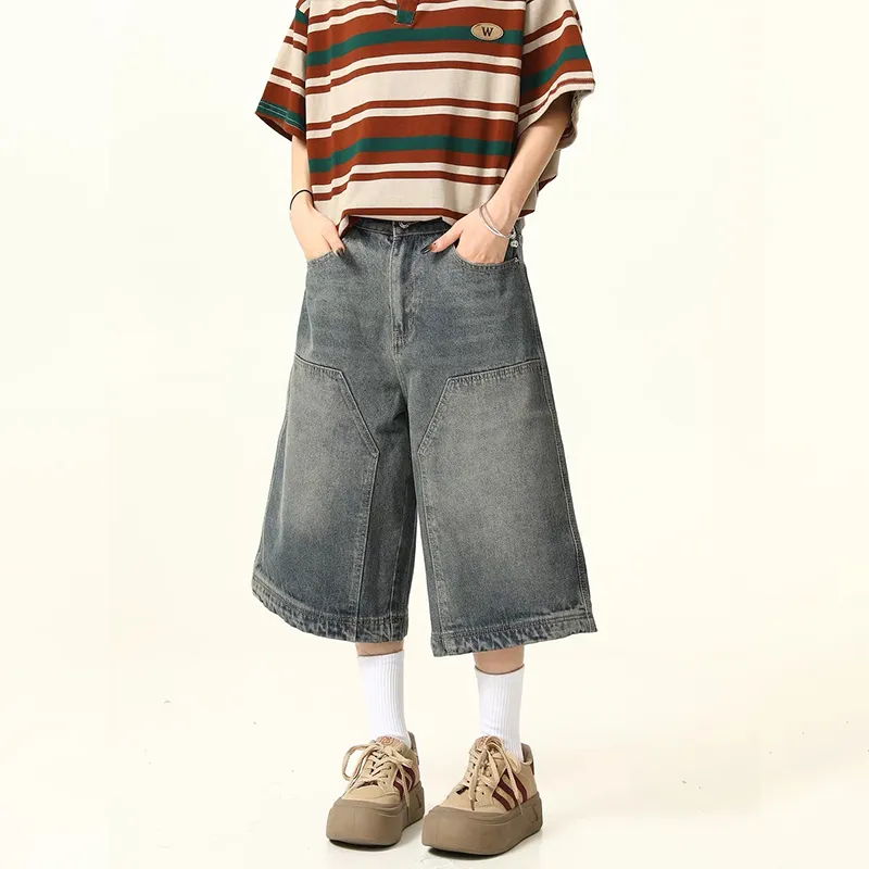 Classic Wide Leg Denim Shorts