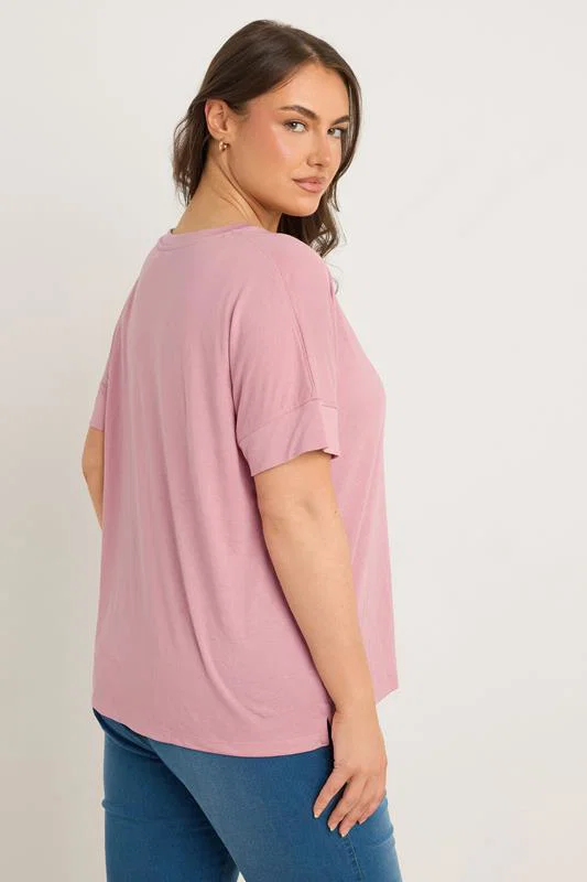 Rose Pink V-Neck Modal Rich T-Shirt detail 2