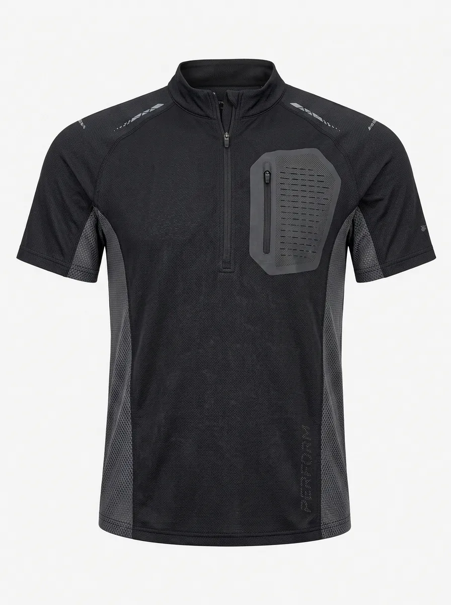 Men's Sports Fitness Tactical Zippered Pocket Printed Shirt