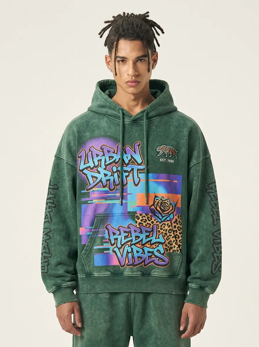 Unisex Casual Streetwear Graffiti Leopard Hoodie