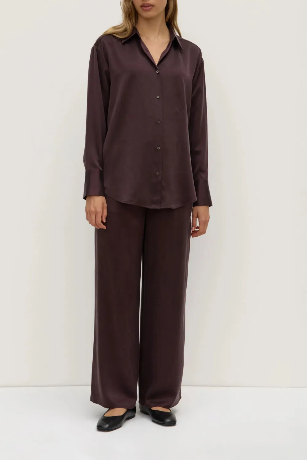Box Pleated Silk Women's Shirt