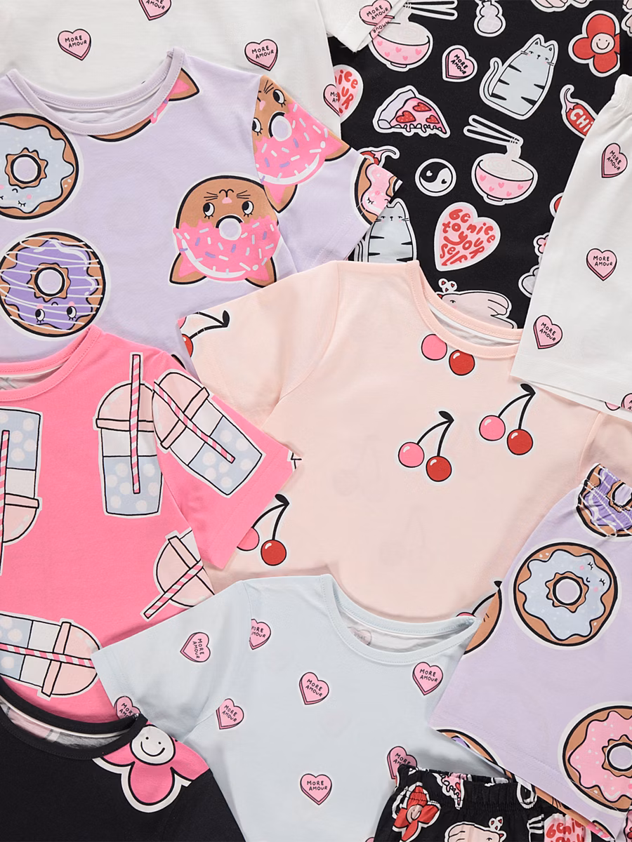 Bright Fun Food Short Pyjamas 7 Pack detail 1