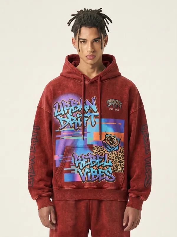 Unisex Casual Streetwear Graffiti Leopard Hoodie