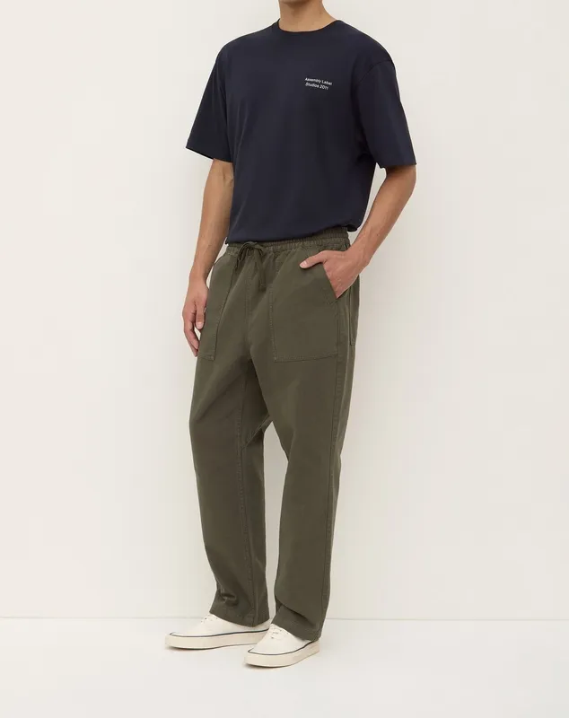 Moss Canvas Drawstring Pants