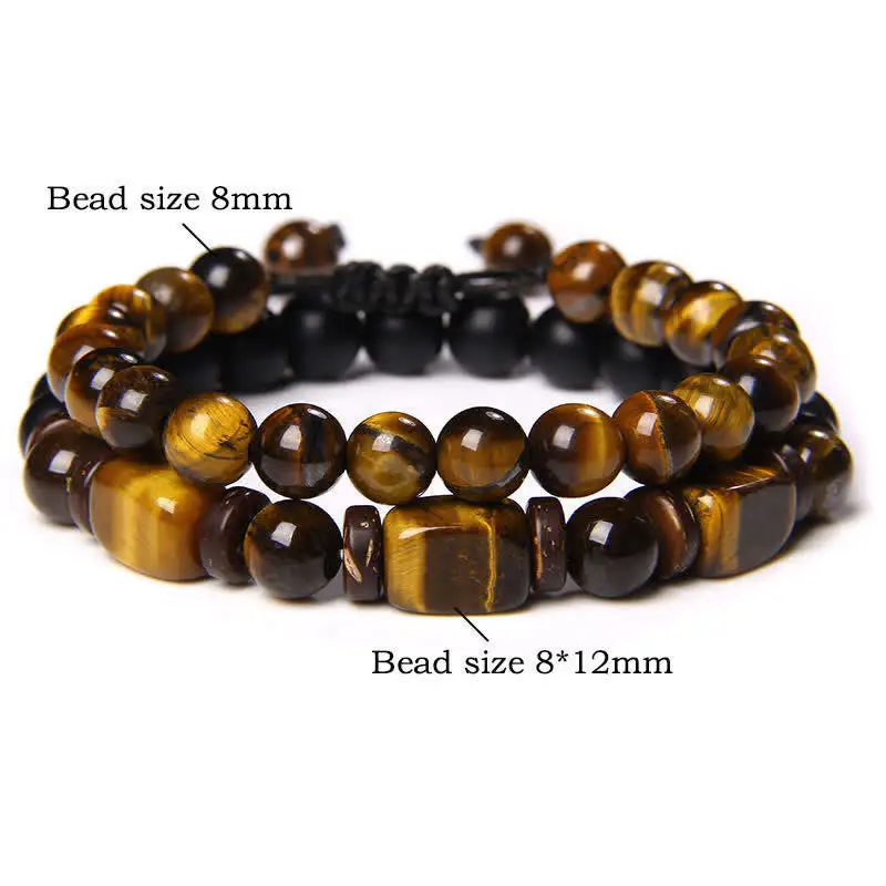 Tiger Eye Hematite Square Double Wrap Beaded Bracelet