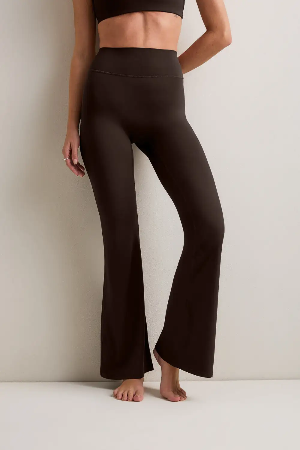 High Waist Clean Front Flared Leggings