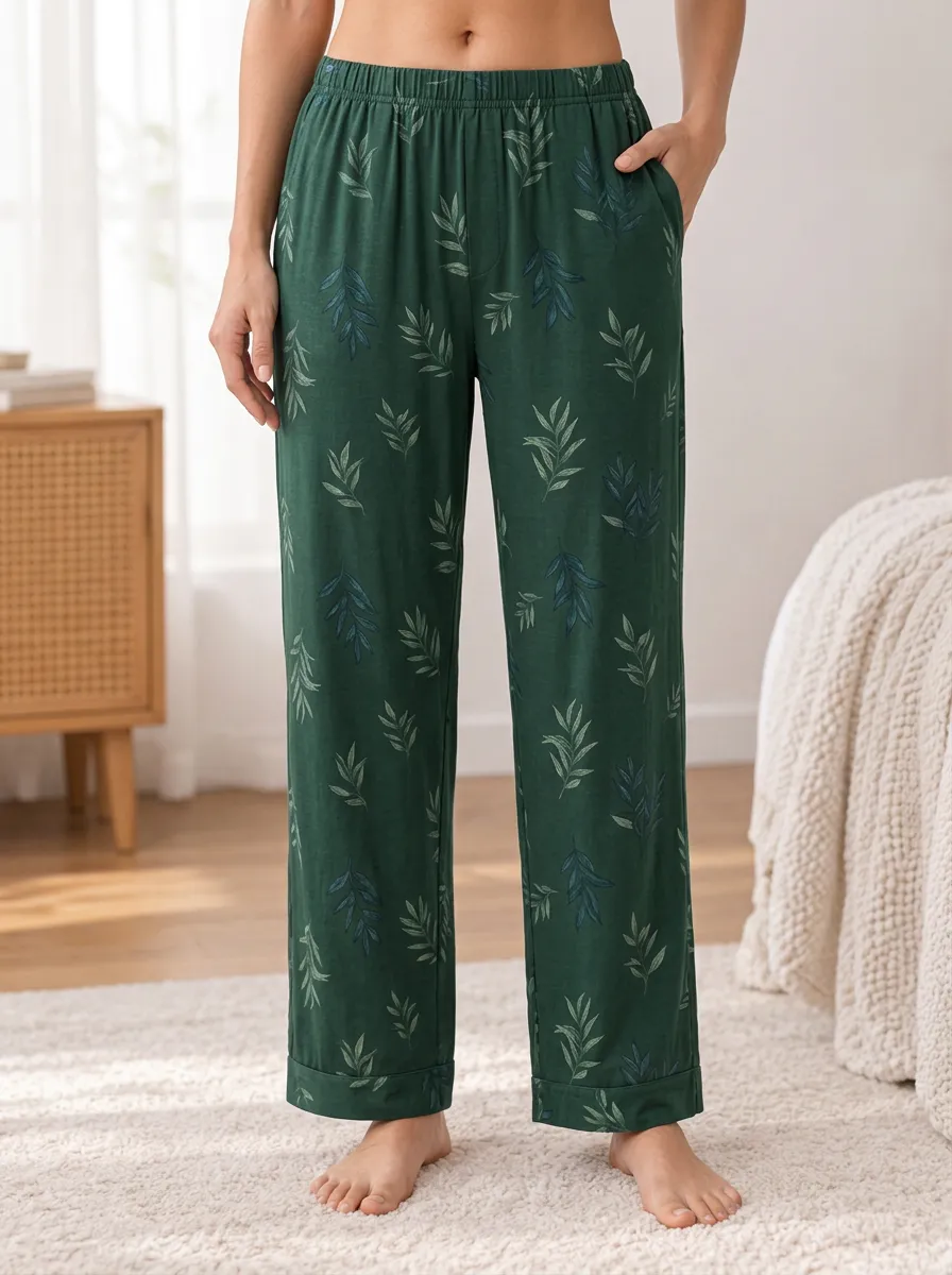 Women's Botanical Elastic Waist Pocket Sleep Pants