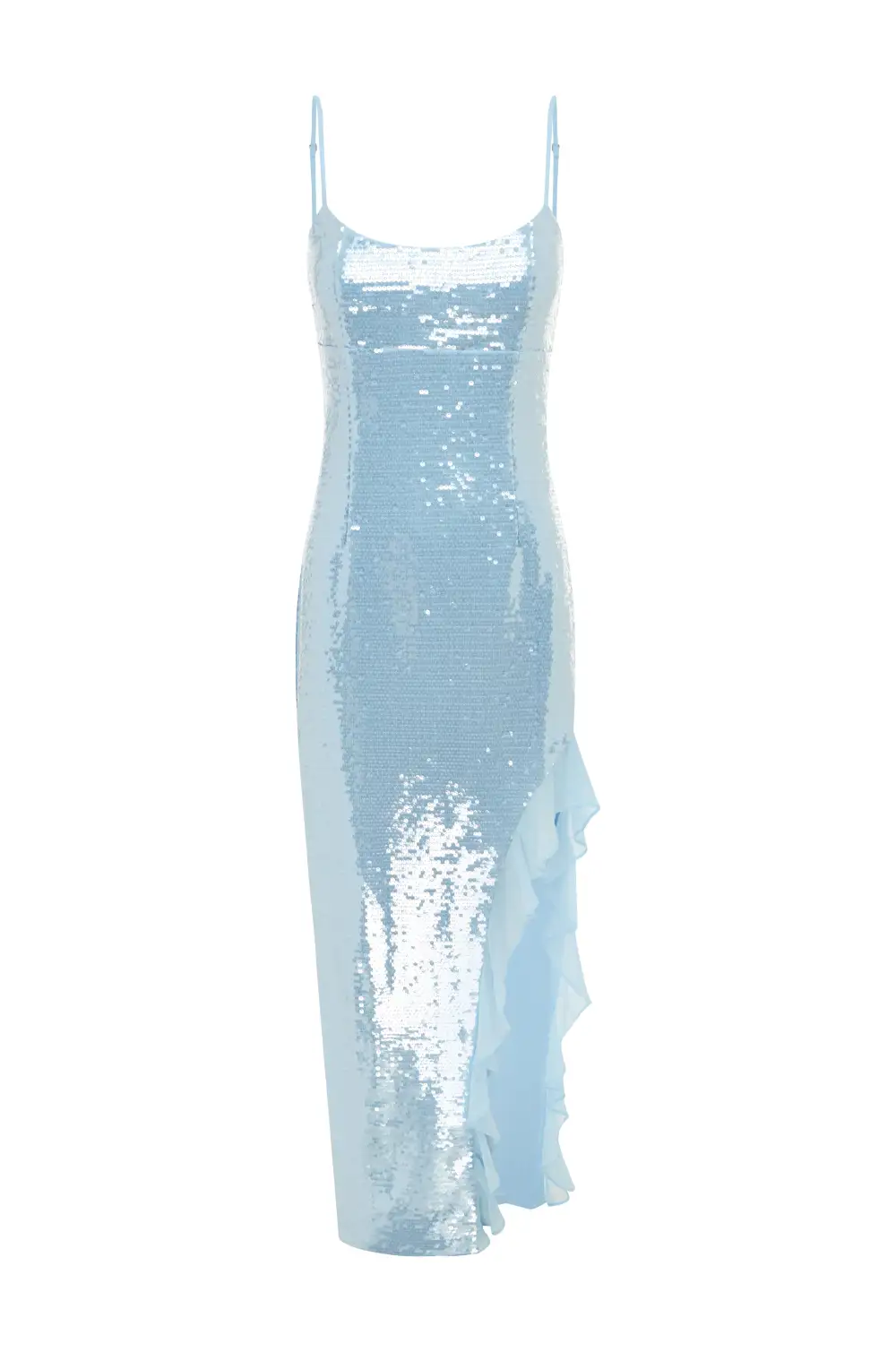 Sequin Embellished Asymmetric Hem Maxi Dress