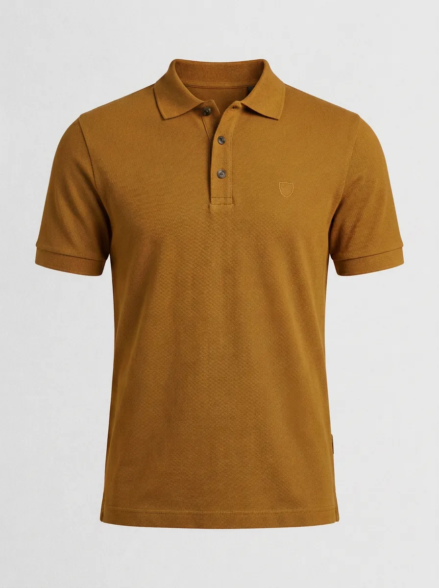 Refined Shield-Detail Men's Polo Shirt