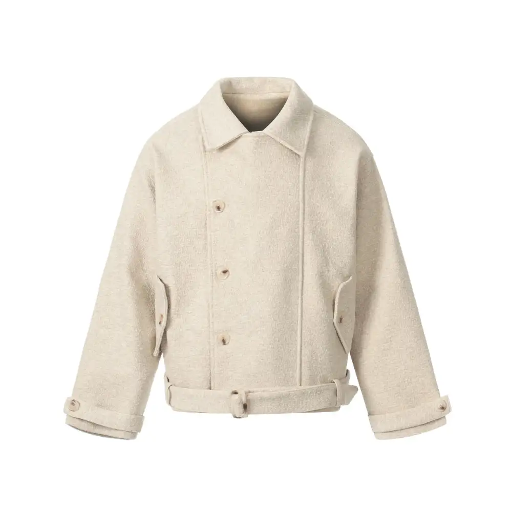 Belted Textured Wool Coat