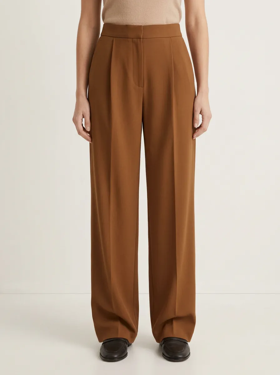 Modern Style Pleated Wide-Leg Trousers
