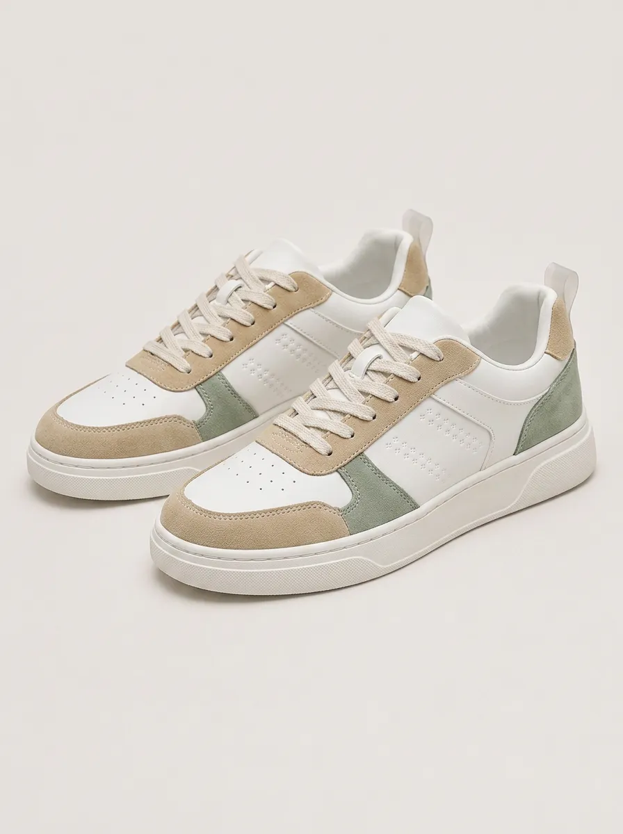 Men's Relaxed Casual Colorblock Patterned Clean Skate Shoes
