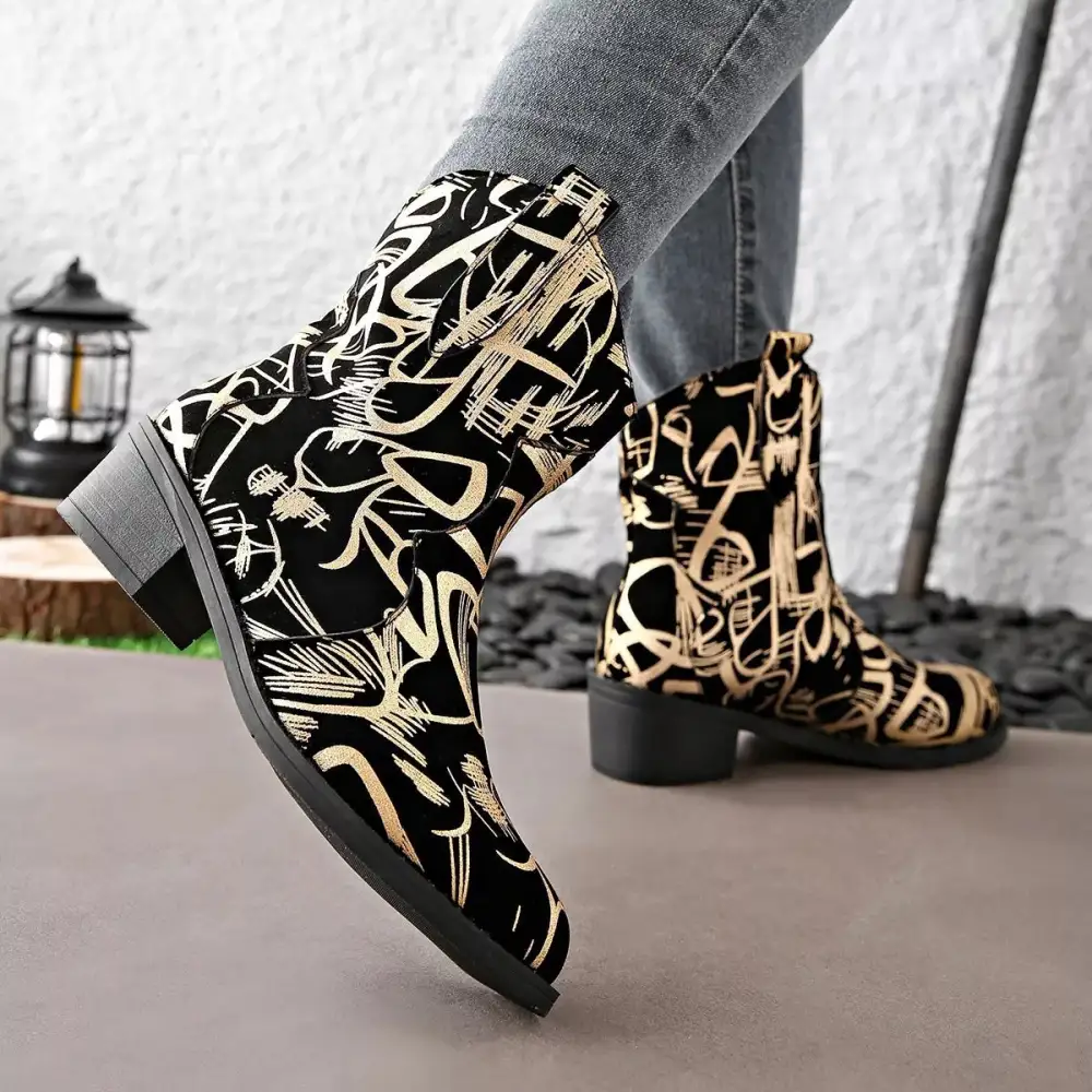 Refined Modern Round Toe Block Heel Boots