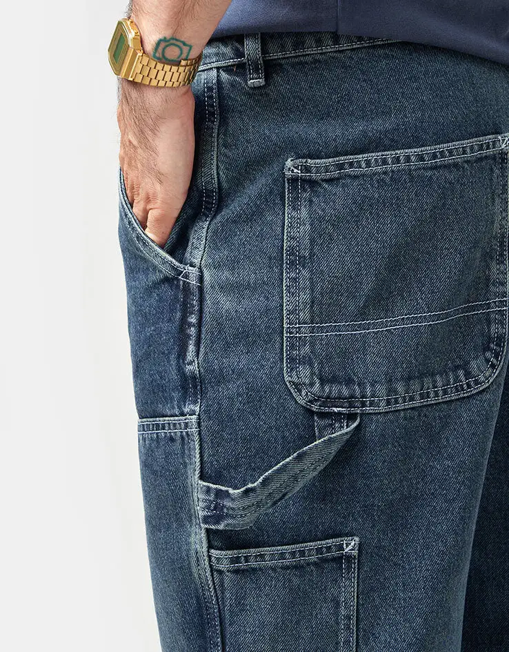 Relaxed Double Knee Denim Jeans