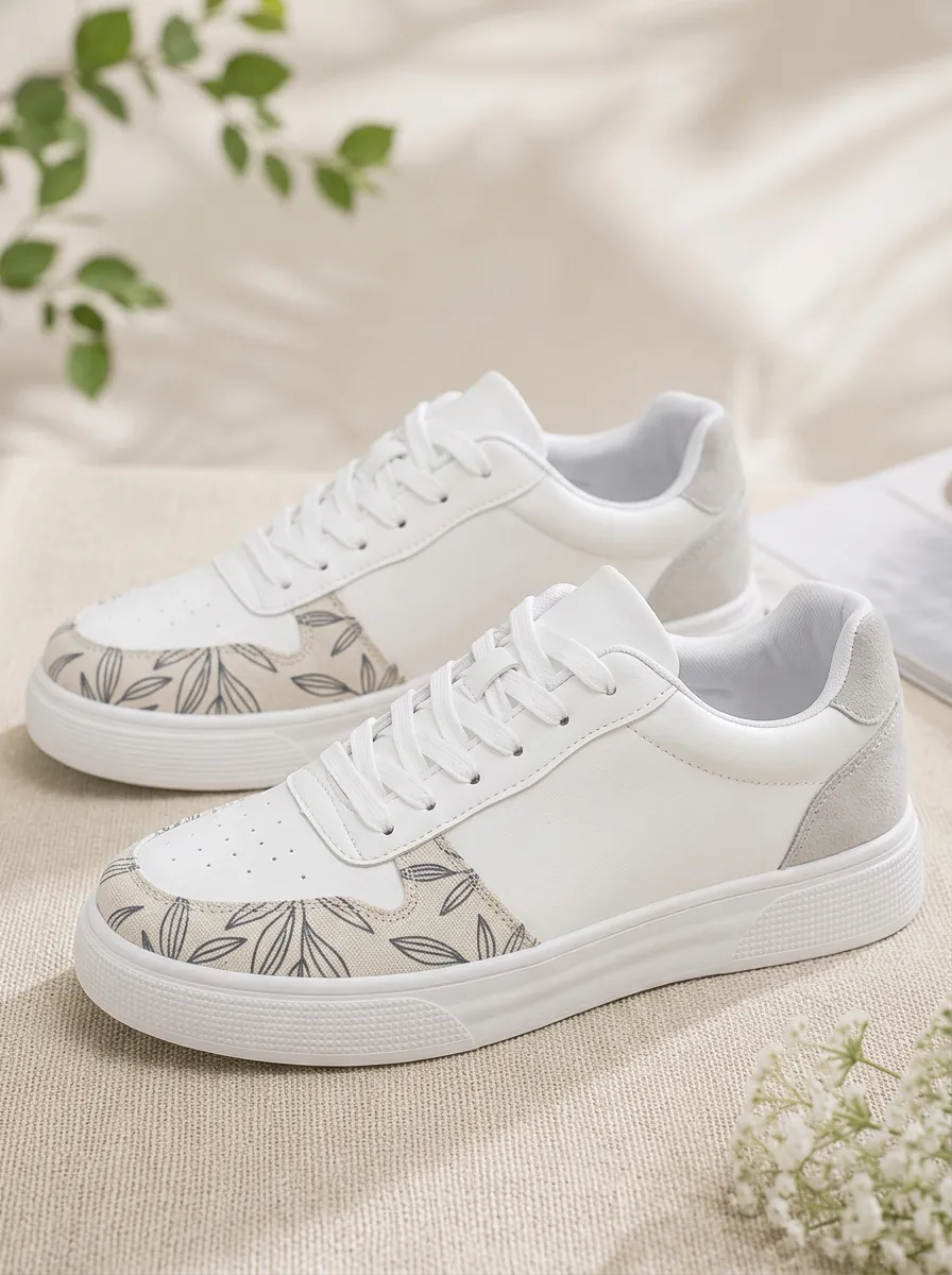Men's Botanical Leaf Pattern Printed Sneakers
