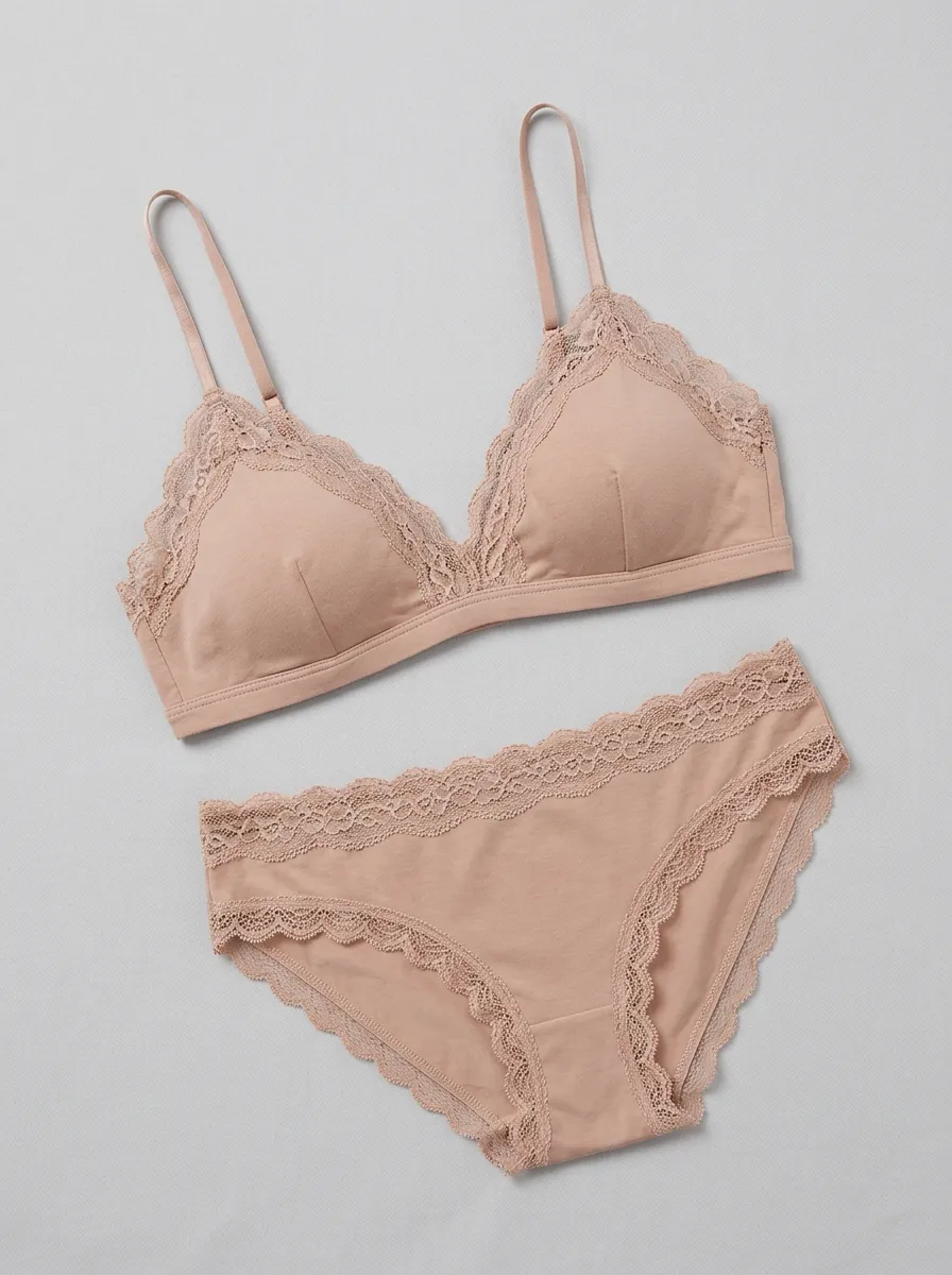 Women's Lace Trimmed Bralette and Brief Set Bralette and Panty Set