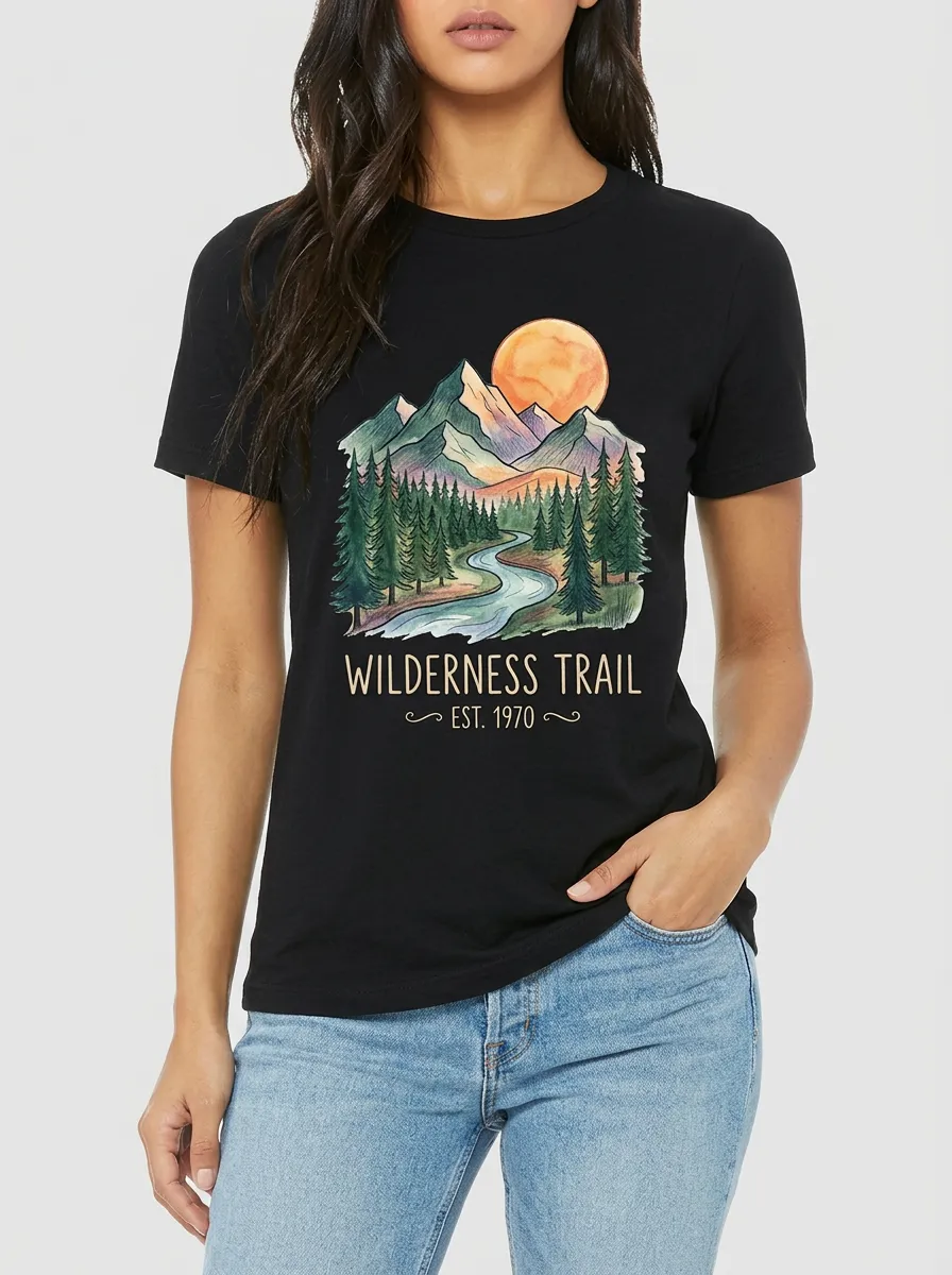 Women's Wilderness Trail Nature Hiking Graphic T-Shirt