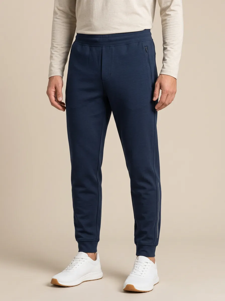 Navy Zip Pocket Athletic Joggers for Men