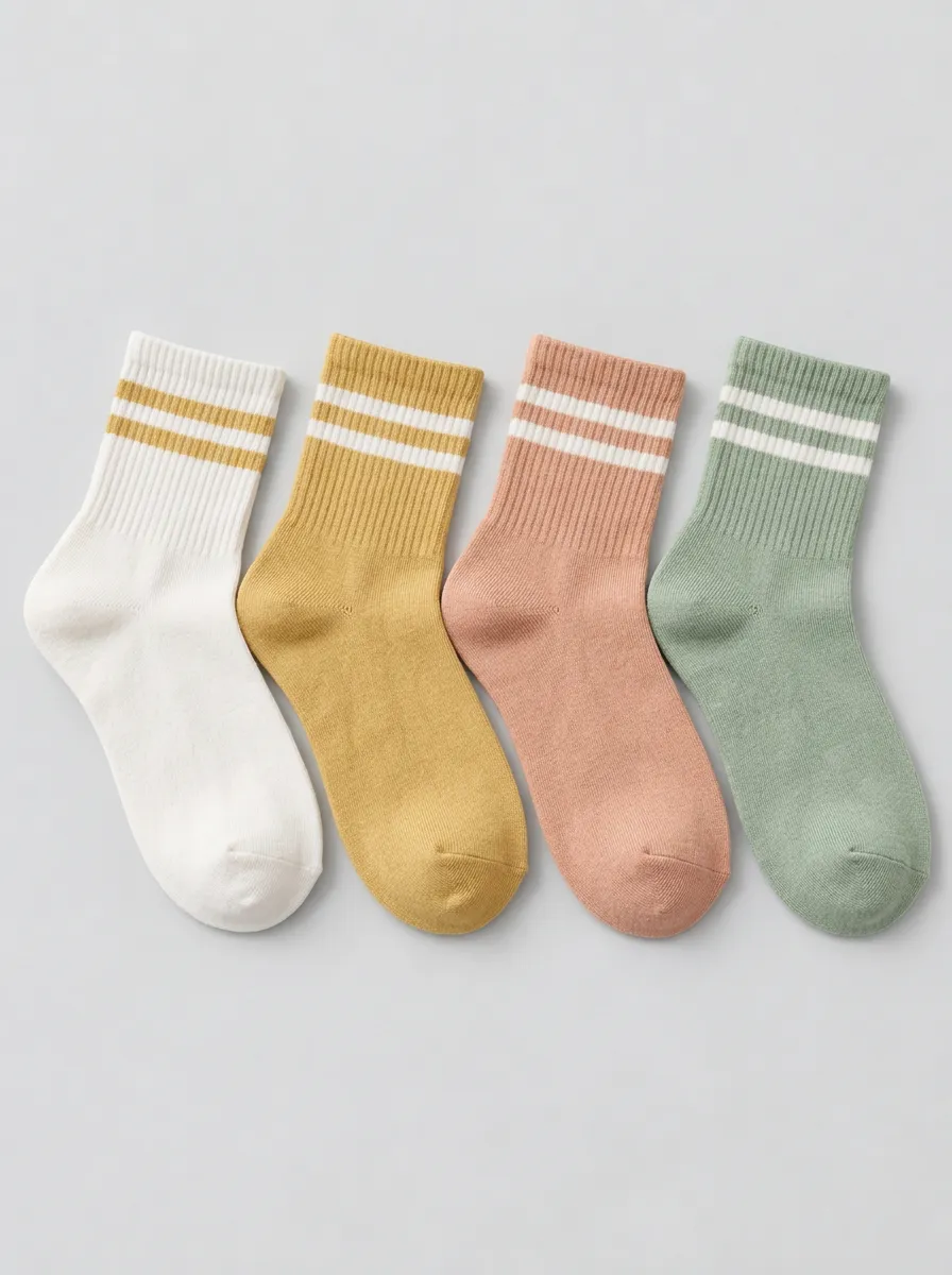 Women's Multicolor Striped Crew Muted Tone Socks 4-Pack