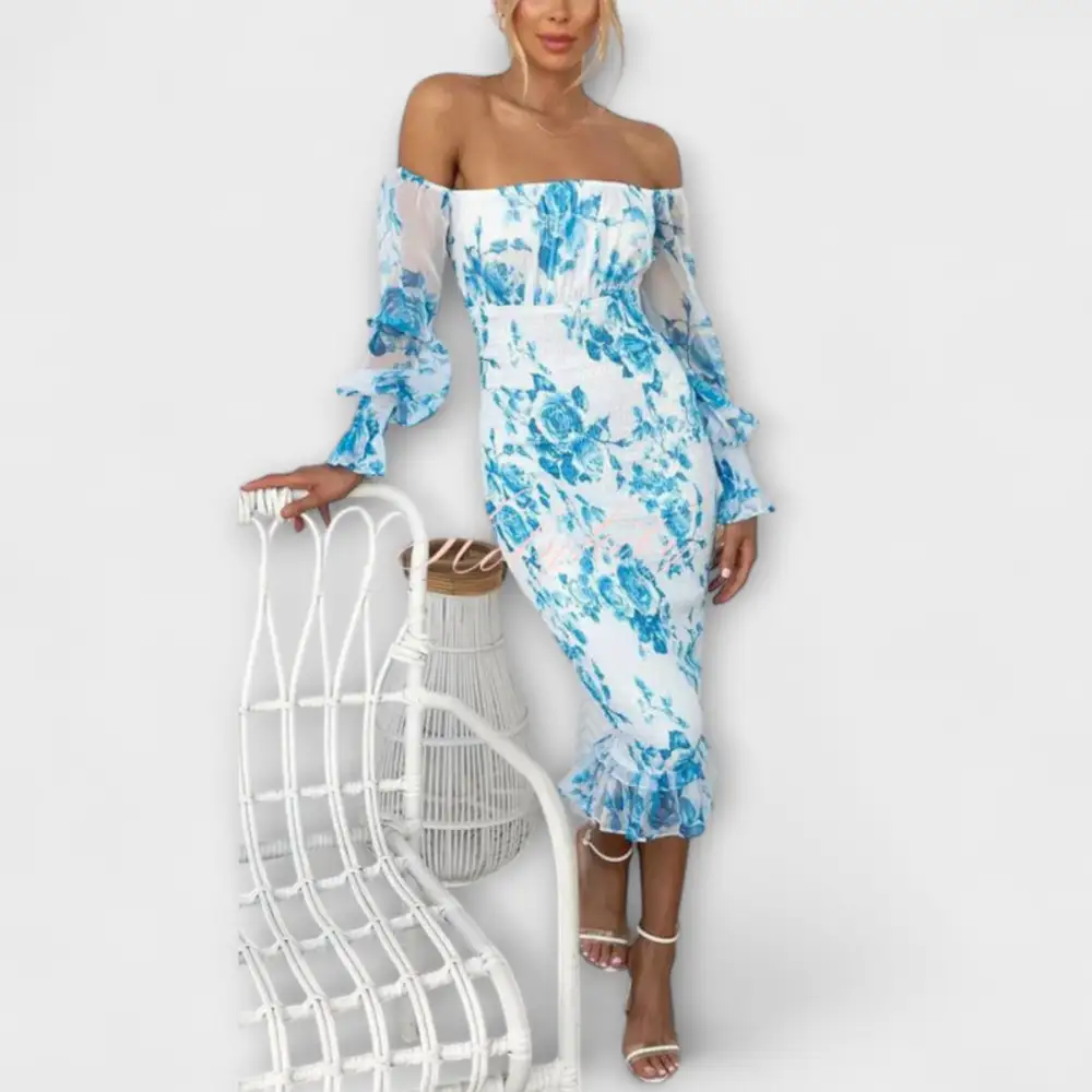 Floral Printed Ruffle Midi Dress