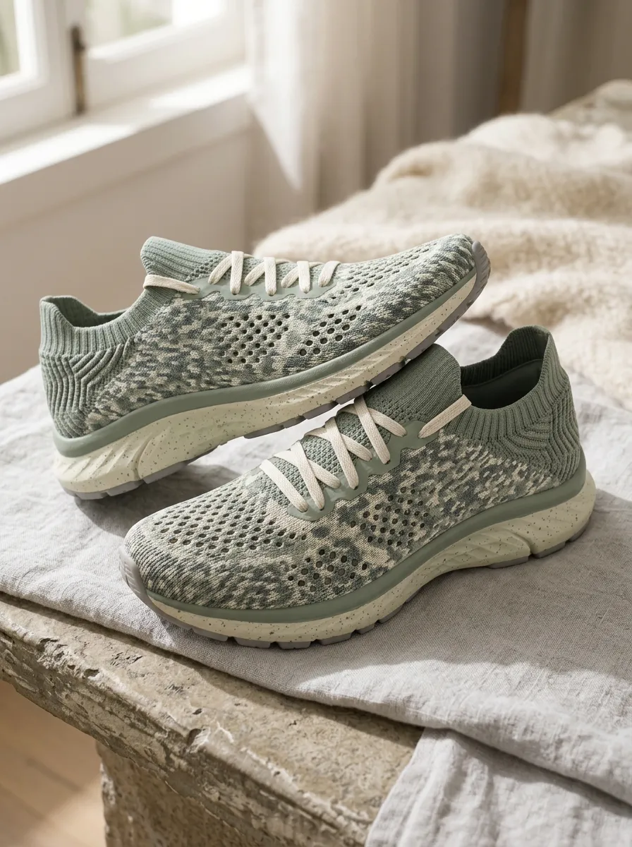 Women's Sage Green Camo Pattern Printed Sneakers