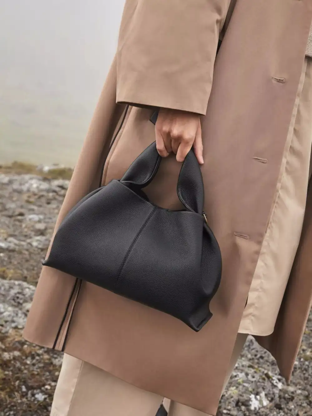 PU Leather Ruched Crossbody Handbag