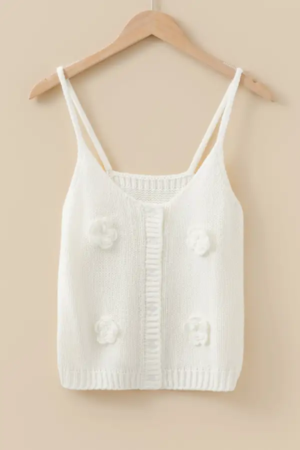 Flower Spaghetti Strap Sweater Vest