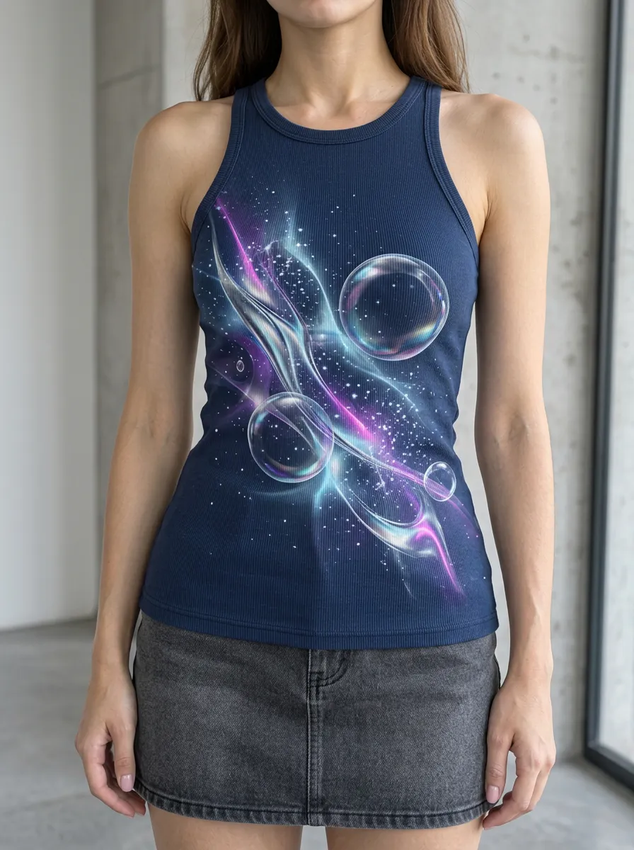 Women's Abstract Cosmic Bubble Printed Tank Top
