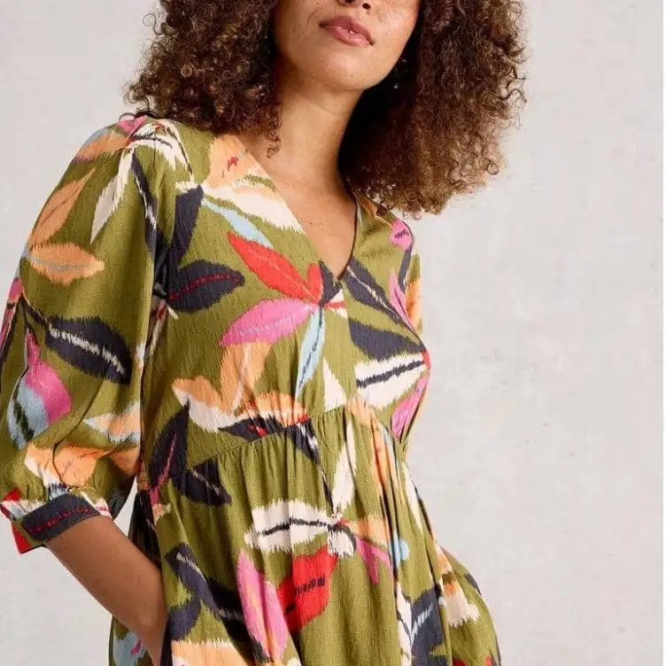 V-Neck Women's Midi Dress