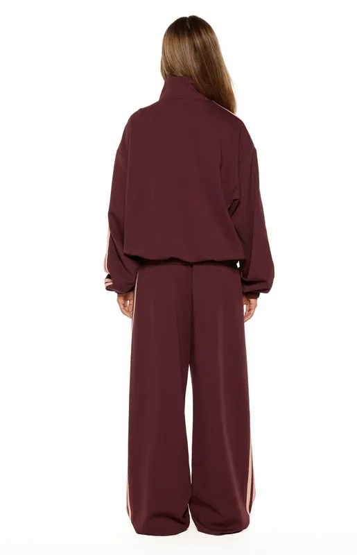 Burgundy Pink Stripe Track Pants