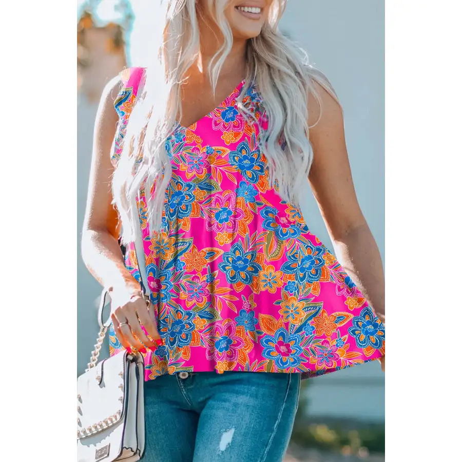 Ruffled V Neck Tank