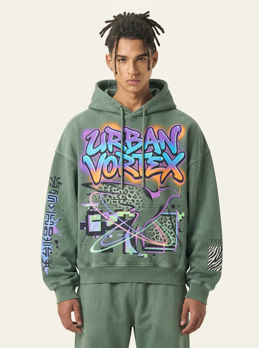 Unisex Contemporary Streetwear Graffiti Leopard Hoodie