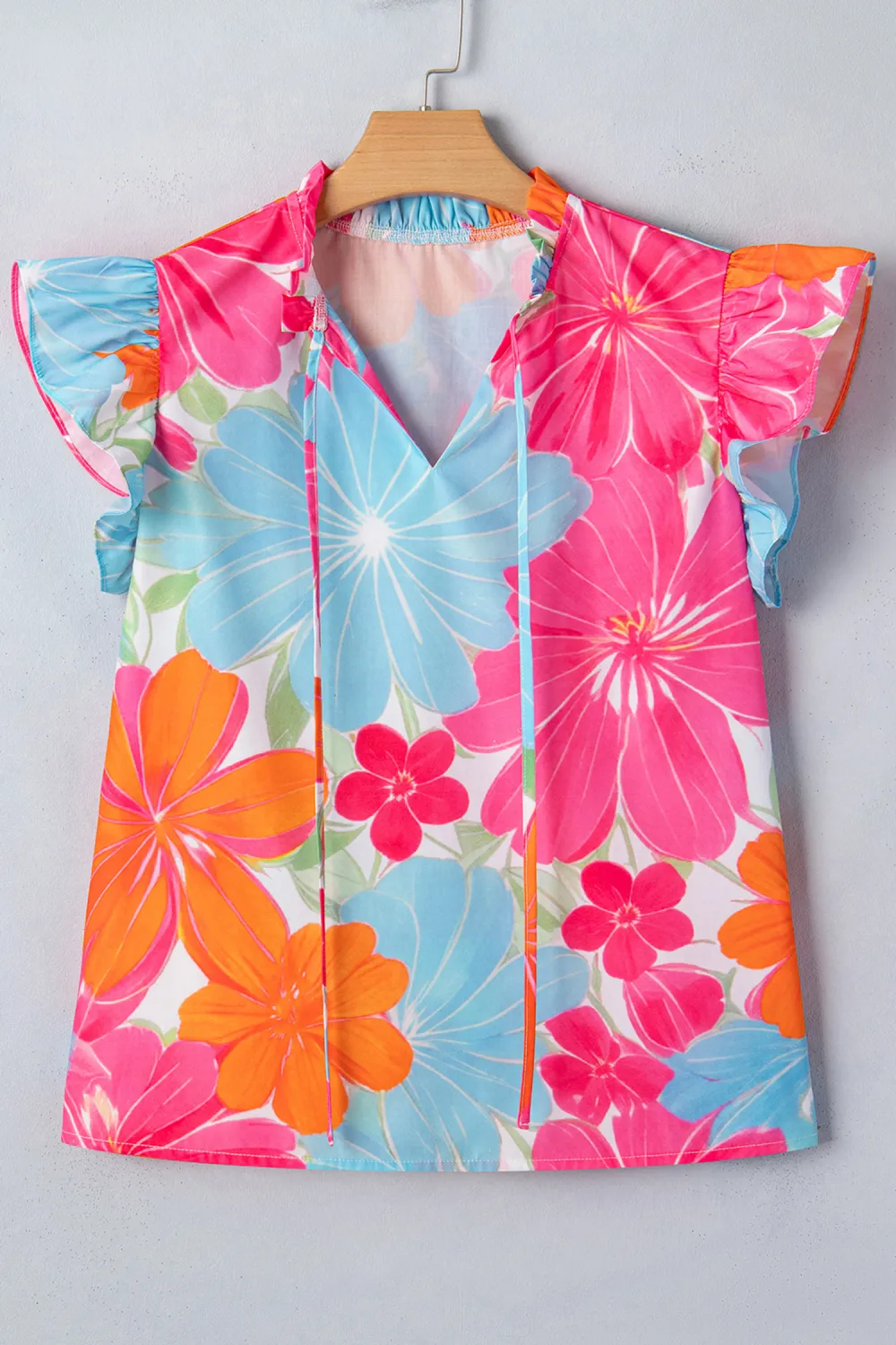 Multicolour Vibrant Flower Printed Tie Blouse