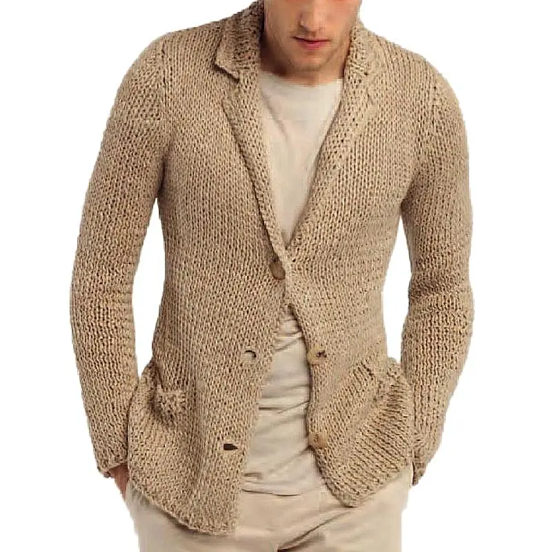 Open Collar Knit Pocket Cardigan